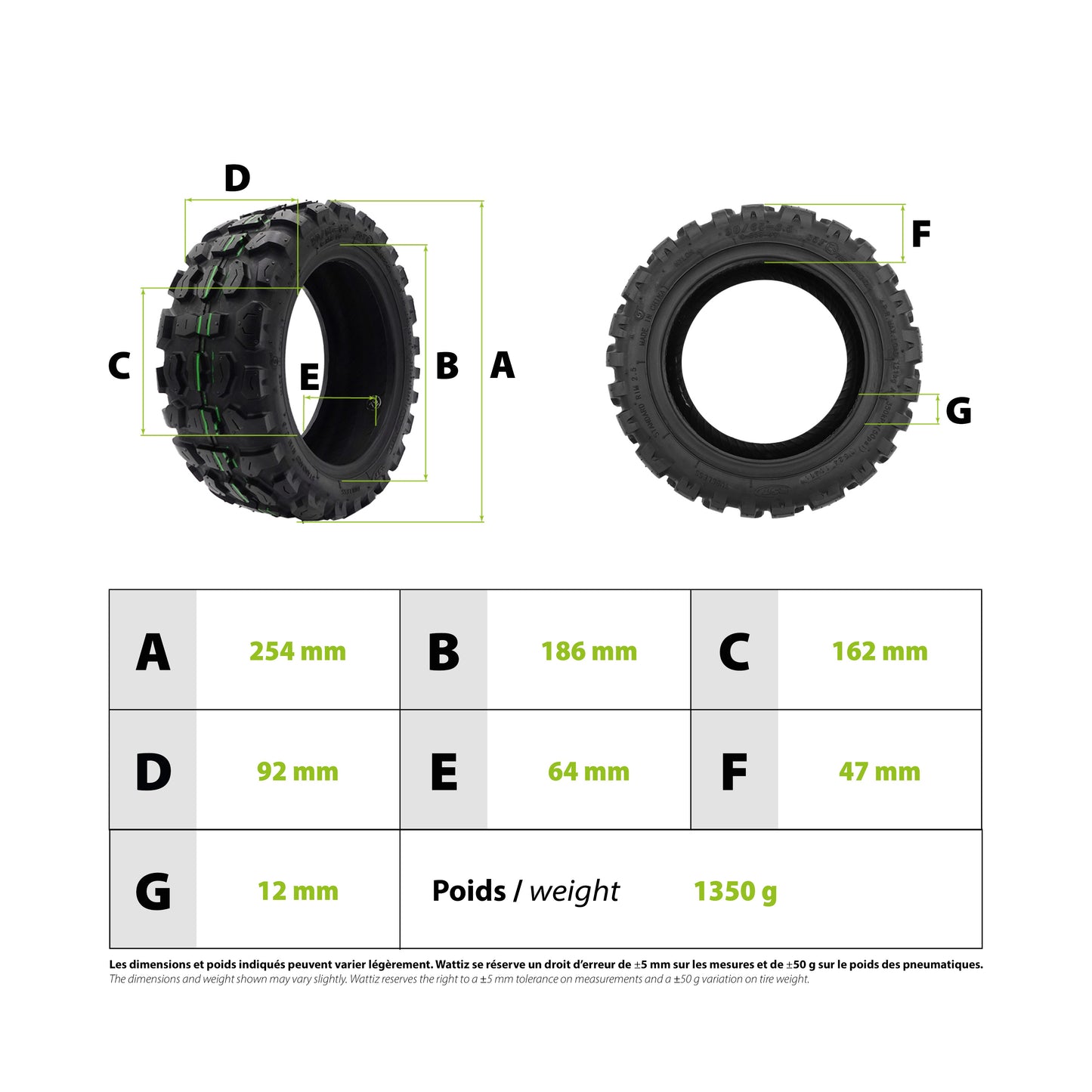 Neumático 90/65-6.5 11 pulgadas Offroad Tubeless CST E-Scooter