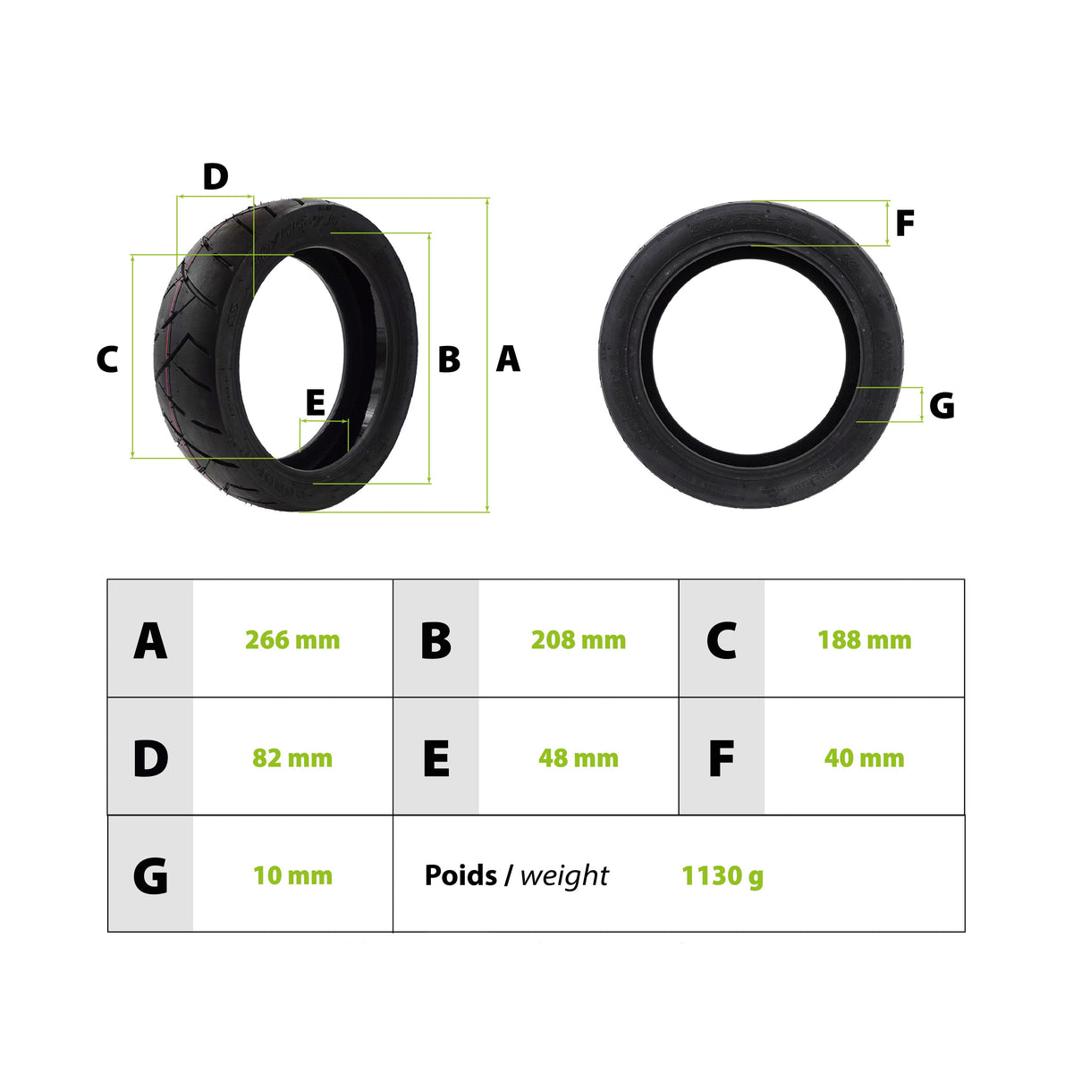 80/55-7.5 Tubeless Gel-Reifen – Pannensicherer Ersatzreifen für Ninebot Segway GT3 / GT3 Pro