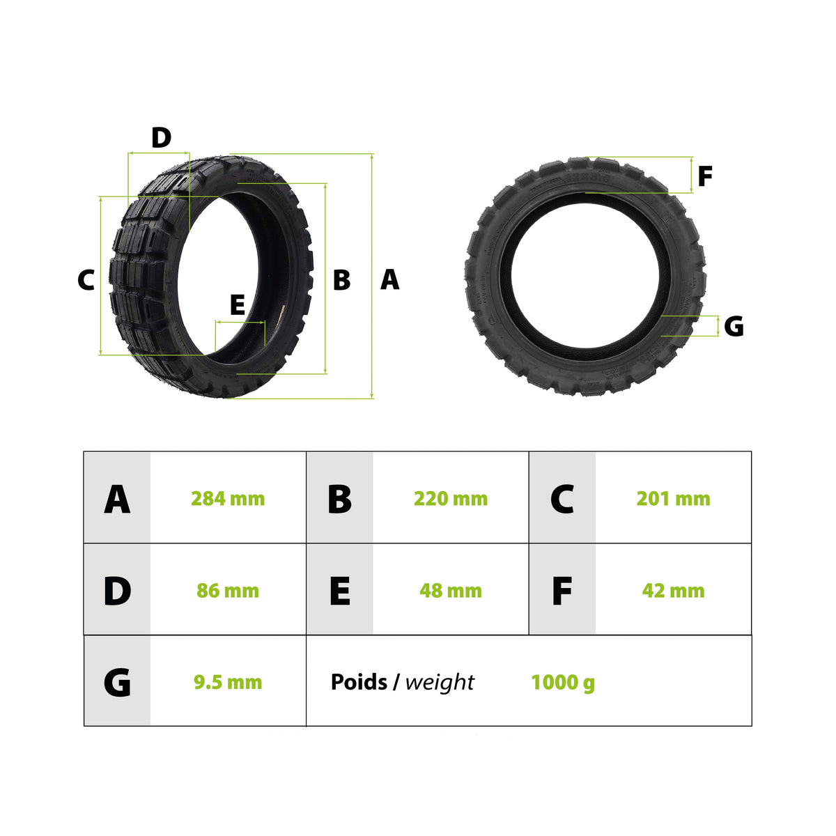 12x3.0 Tubeless Semi-Offroad Reifen – Ersatzreifen für Xiaomi Electric Scooter 6 Ultra