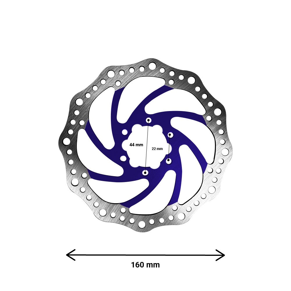 Disque de frein R6 160 mm 44 mm cercle de trous – 6 trous Trottinette électrique Vélo électrique Bleu