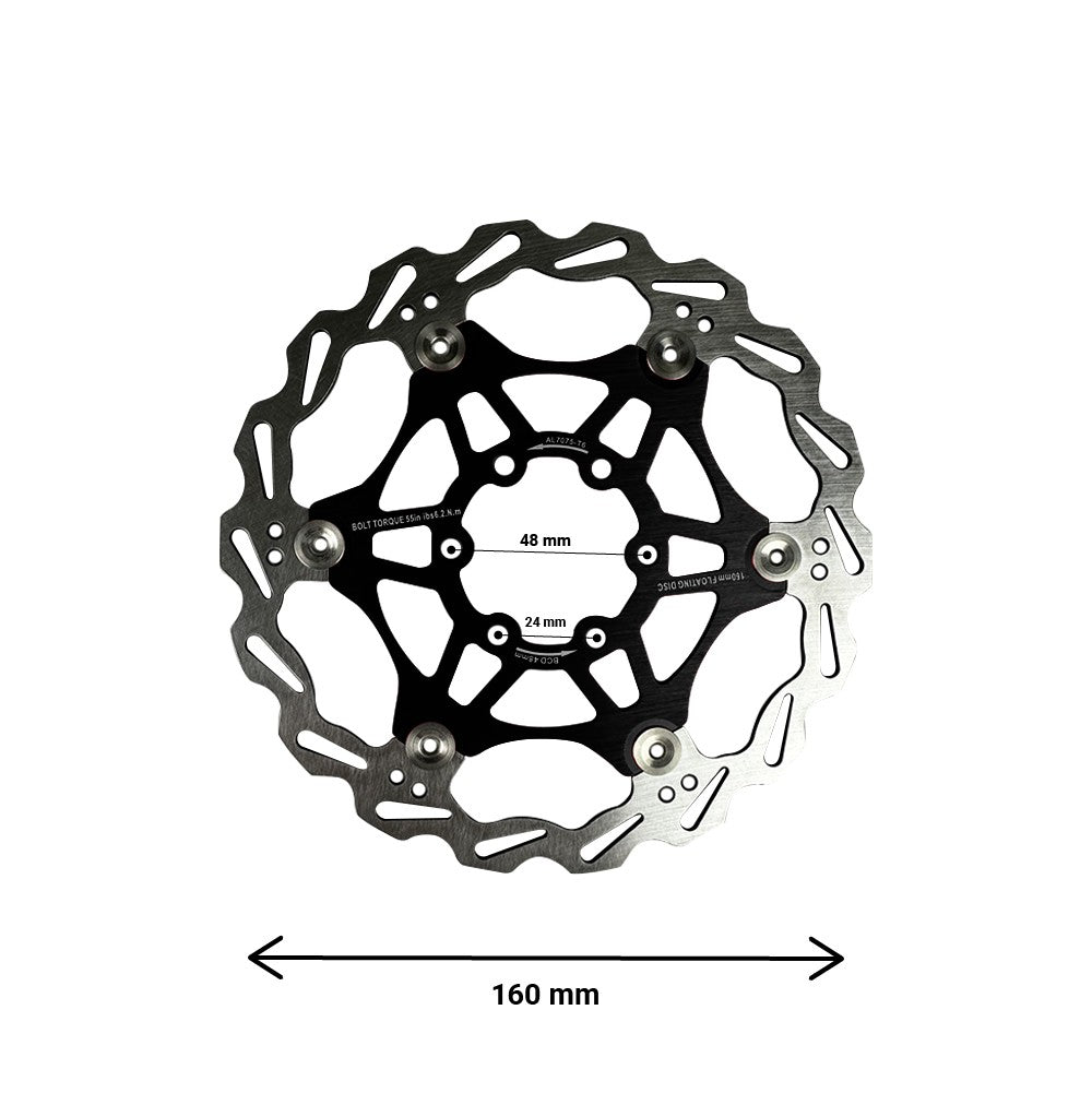 Disque de frein flottant 160 mm entraxe 48 mm – Dualtron Thunder / Ultra Floating Disc Noir