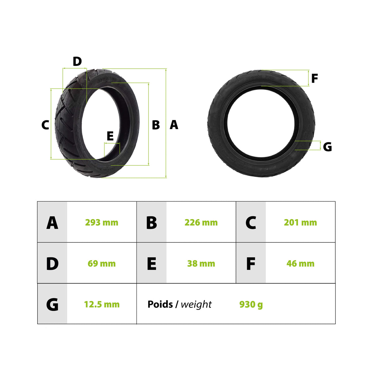 12x2.50 Tubeless Straßenreifen 12 Zoll – City-Ersatzreifen für Xiaomi Electric Scooter 6 Max / 6 Pro