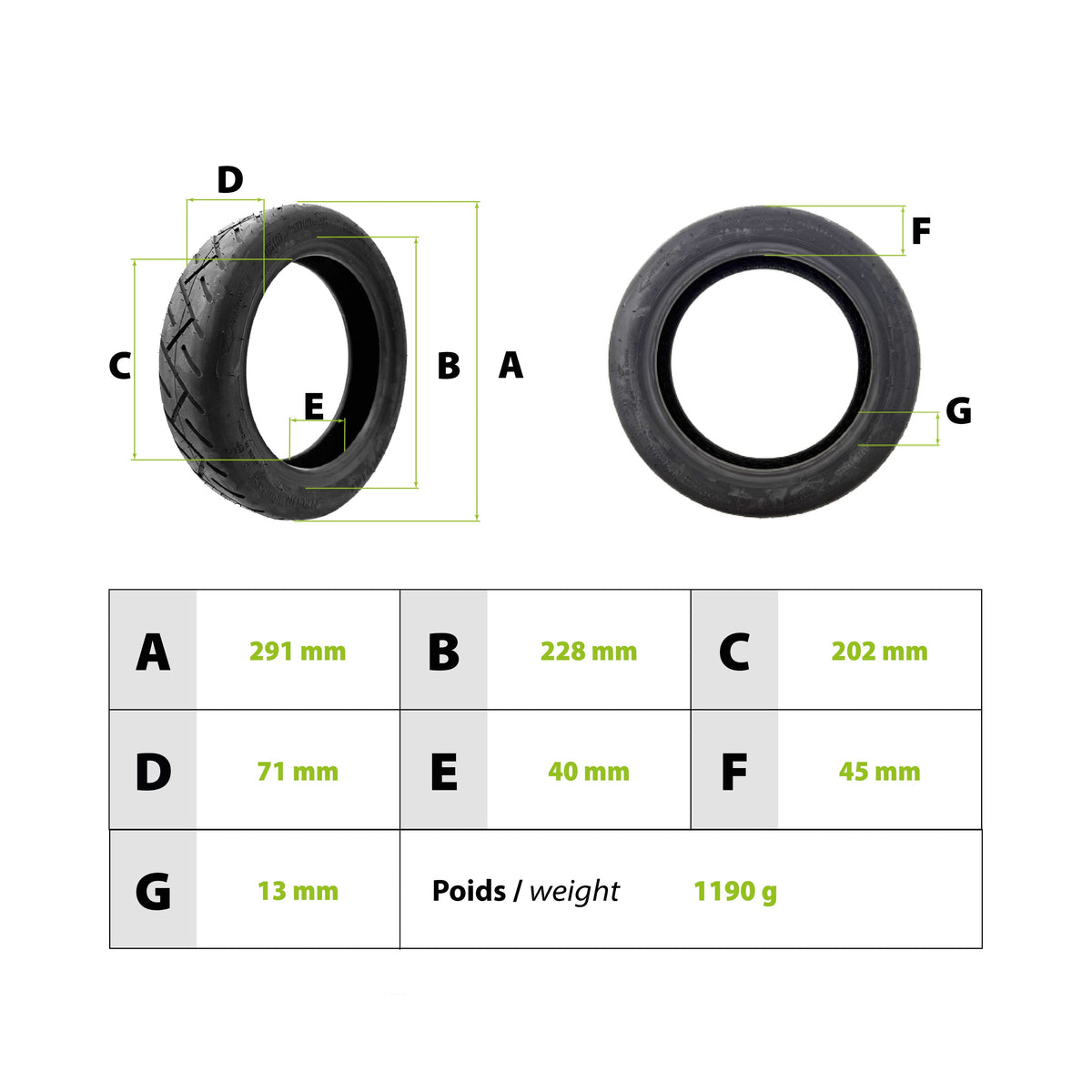 60/90-8 Tubeless Gel-Reifen 12 Zoll – Pannenschutz für Xiaomi Electric Scooter 5 Plus / 6