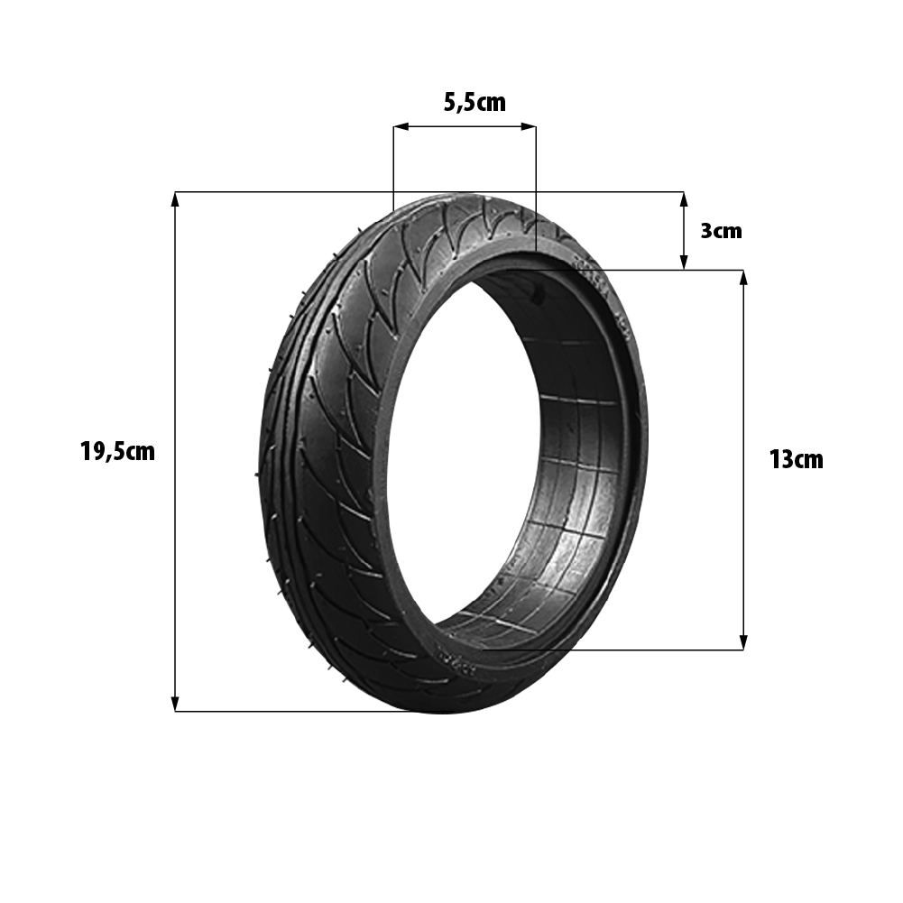 Neumático macizo 200×50 mm (8 pulgadas) – Ninebot ES1 / ES2 / ES3 / ES4 – Antipinchazos