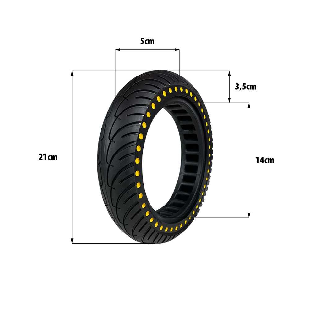 Neumático macizo 8,5x2 pulgadas Nueva Generación (Estructura de nido de abeja, Amarillo) – Xiaomi M365 / Pro / Pro 2 / 1S / Essential – Antipinchazos